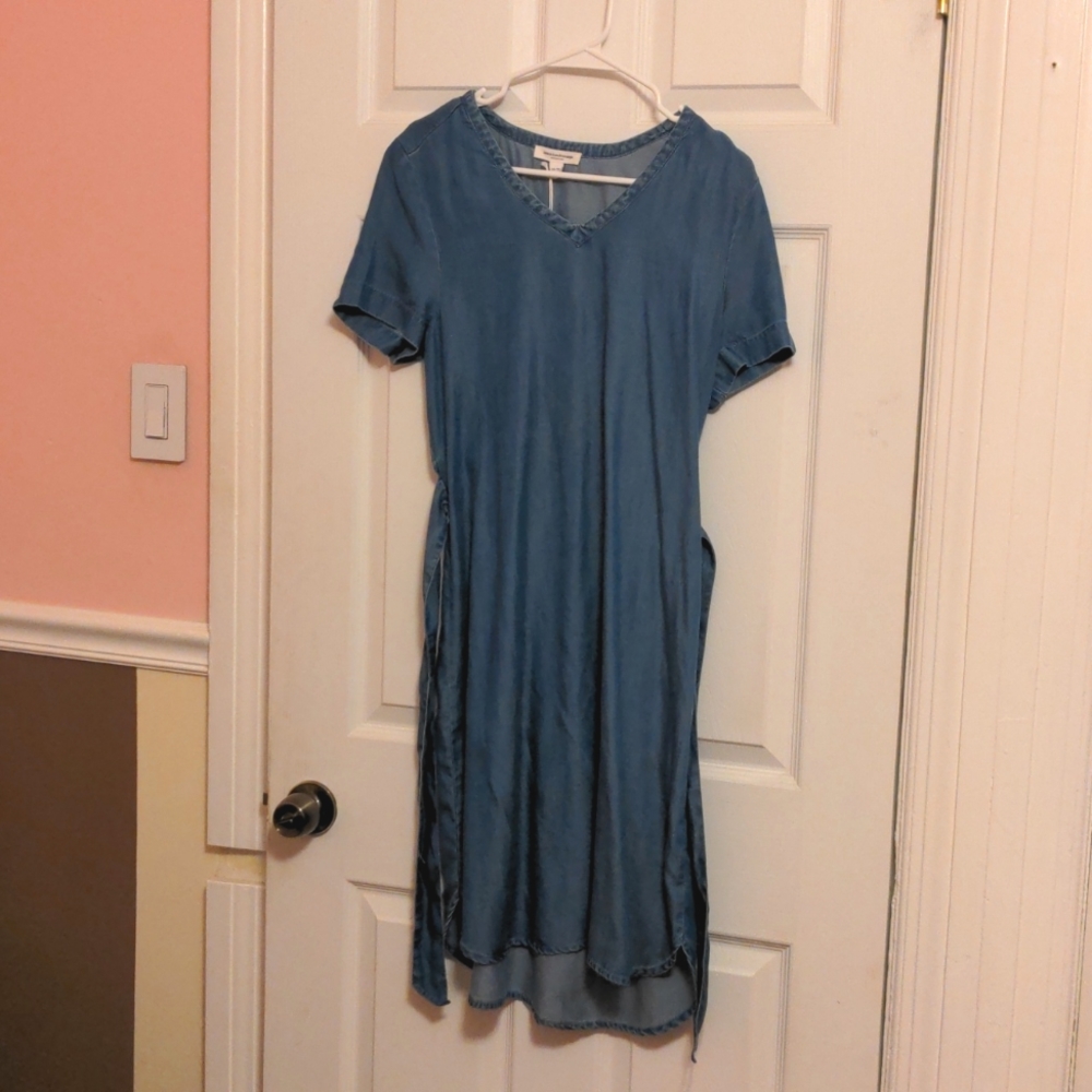 MWT denim wash cinched waist dress